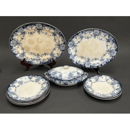 Appraisal: Myott blue and white tureens platters and plates approx cm