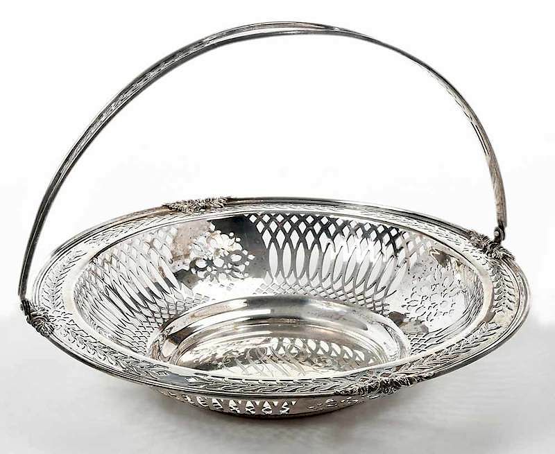 Appraisal: J E Caldwell Sterling Basket American th century openwork round