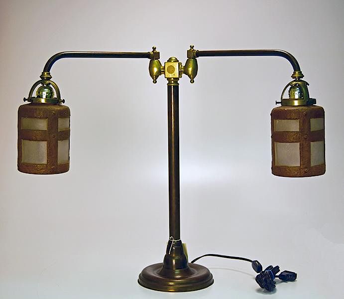 Appraisal: Handel Double Student Lamp Handel double student lamp with Arts