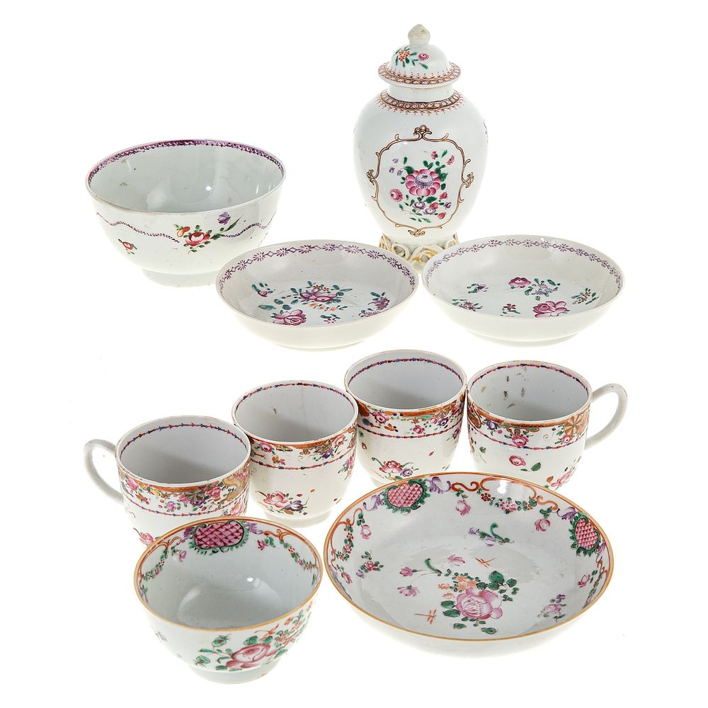 Appraisal: Pieces Chinese Export Famille Rose Tea Ware Second half- th