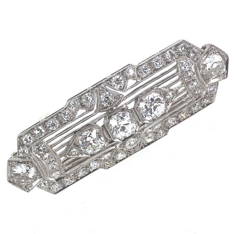 Appraisal: Art Deco Diamond Platinum Brooch Art Deco Diamond Platinum Brooch