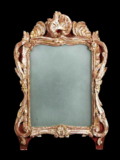 Appraisal: Southern French Provincial Carved Polychromed and Giltwood Looking Glass in