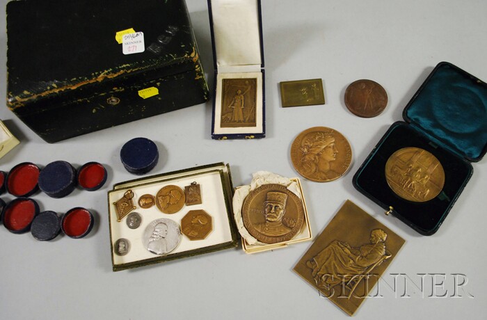 Appraisal: Twelve Assorted Bronze Medallions Plaques and Three Small Metal Medallions