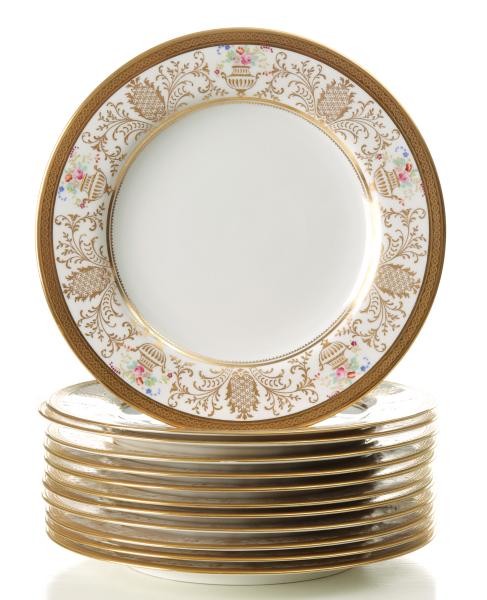 Appraisal: TWELVE CROWN SUTHERLAND DECORATED SERVICE PLATESThe studio decorated service plates