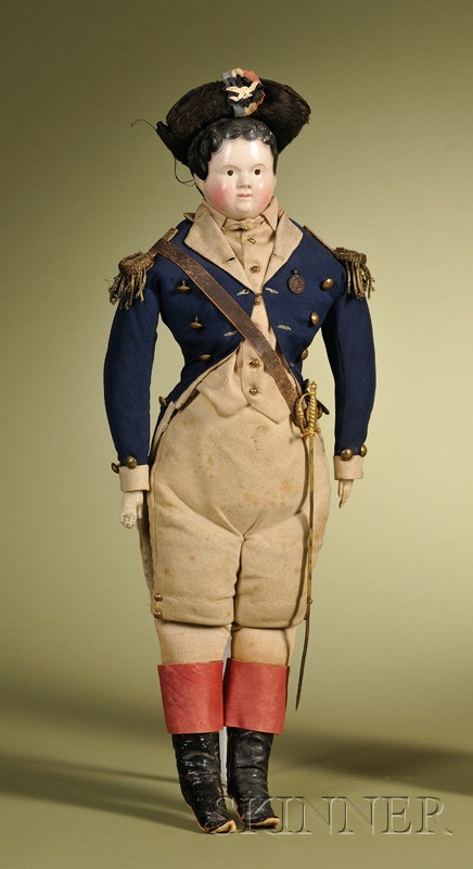 Appraisal: Papier-mache Soldier Germany c papier-mache head with molded and painted