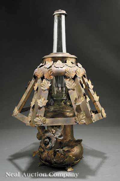 Appraisal: A Bradley and Hubbard Patinated Metal Table Lamp early th