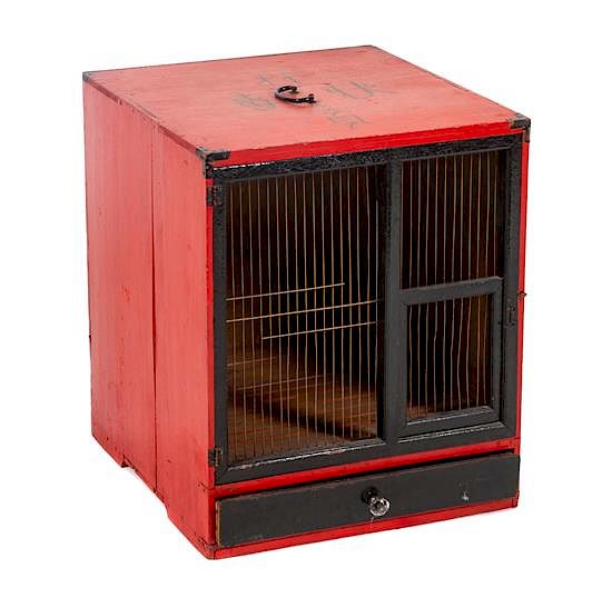 Appraisal: A Wooden Japanese Dog Crate Height x width x depth