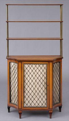 Appraisal: REGENCY INLAID SATINWOOD CHIFFONIERE The -shelf superstructure with brass supports