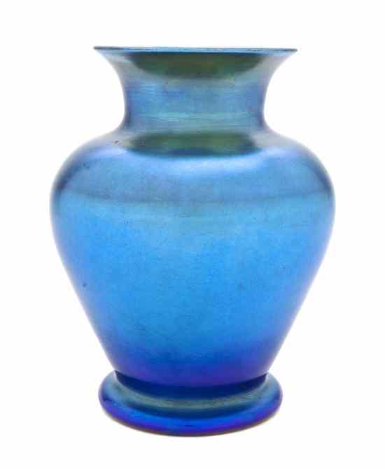 Appraisal: A Steuben Aurene Blue Glass Vase of baluster form with