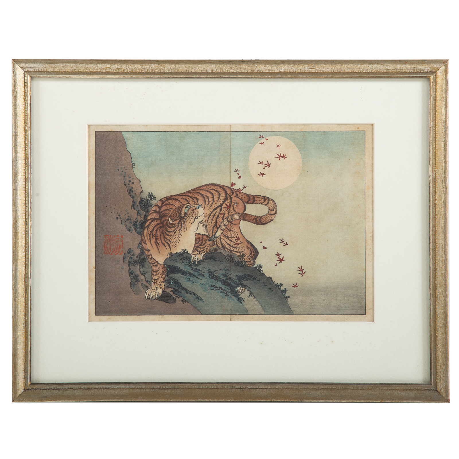 Appraisal: ATTRIBUTED TO HOKUSAI THE TIGER AND THE MOON Japanese -