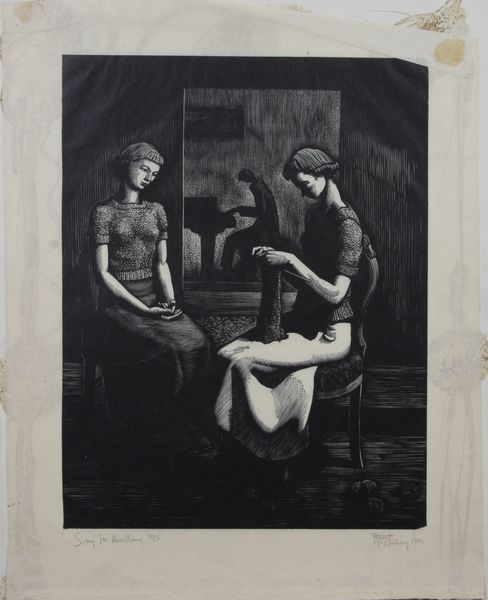 Appraisal: Robert McCloskey American - 'Song for Knitting' print signed in