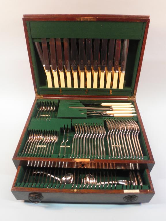 Appraisal: A silver plated Old English pattern cutlery service by the