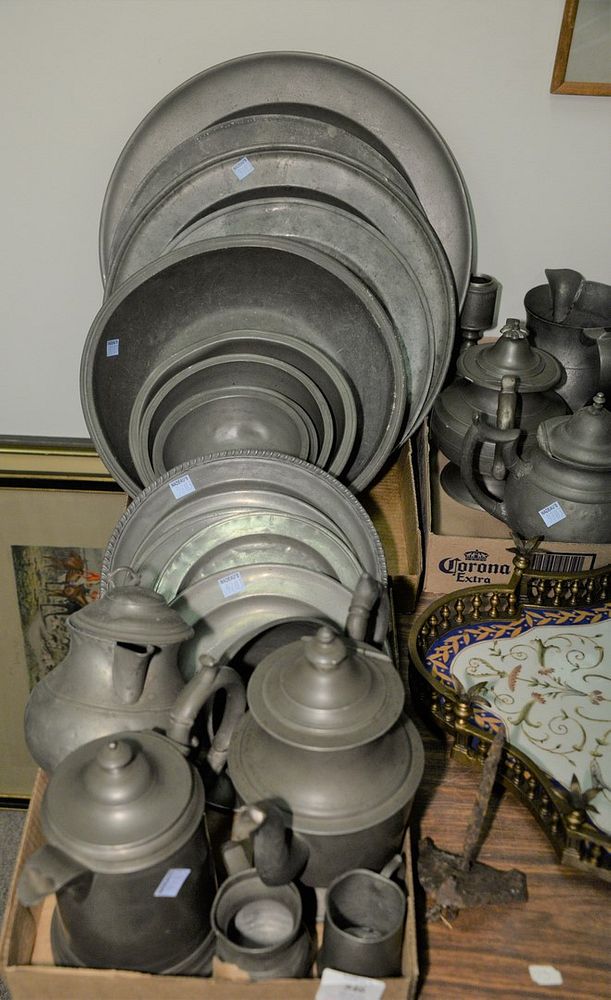 Appraisal: Large Group of Pewter to include trays chargers teapots etc