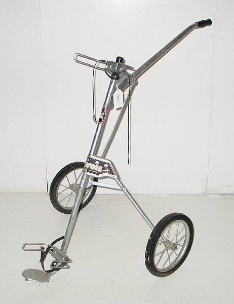 Appraisal: An early Indian Travis Model fold-up golf trolley in silver