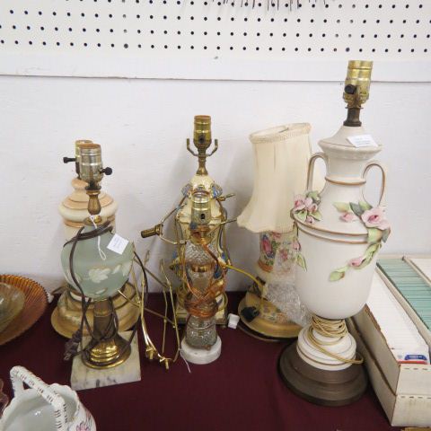 Appraisal: Estate Lamps porcelain glass