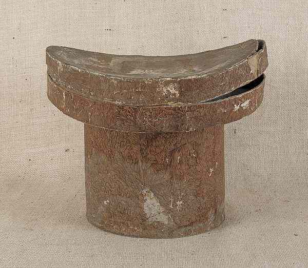 Appraisal: Wallpaper covered hat box early th c h