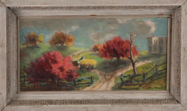 Appraisal: Autumn landscape oil on canvas x Circulating Picture Gallery Wallace