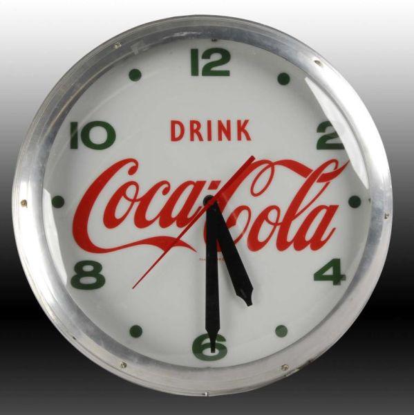 Appraisal: Coca-Cola Electric Light-Up Outdoor Clock Description Circa s Nice clean