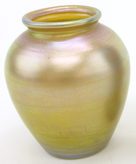 Appraisal: L C TIFFANY FAVRILE ART GLASS VASE Gold iridescent field