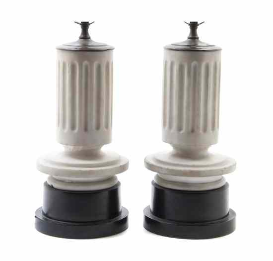 Appraisal: A Pair of Marble Table Lamps each of columnar form