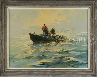 Appraisal: JACK GRAY American Canadian - HAULING THE NETS Oil on