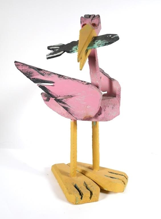 Appraisal: Ambiguously tropical bird wooden patio sculpture measuring - high shipping