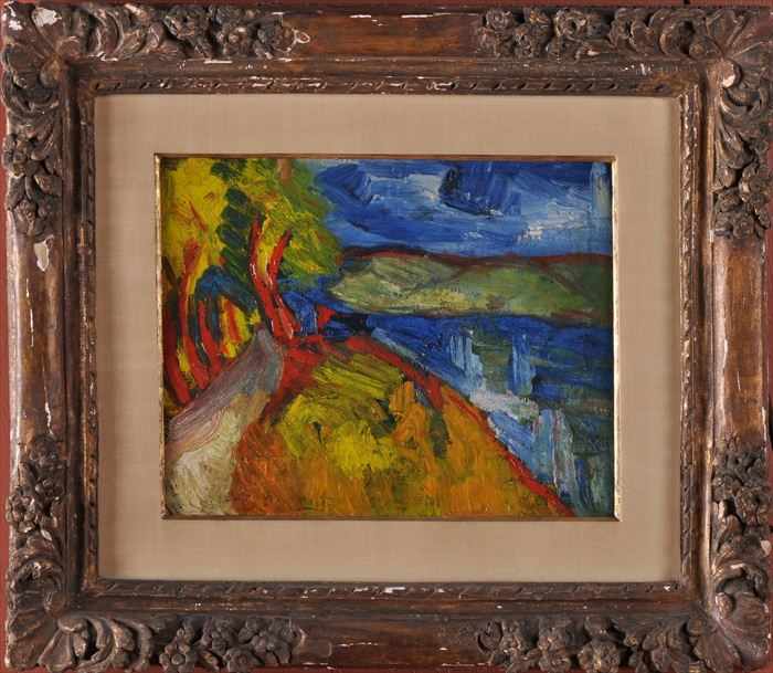 Appraisal: EUROPEAN SCHOOL FAUVIST LANDSCAPE Oil on canvas x in bearing