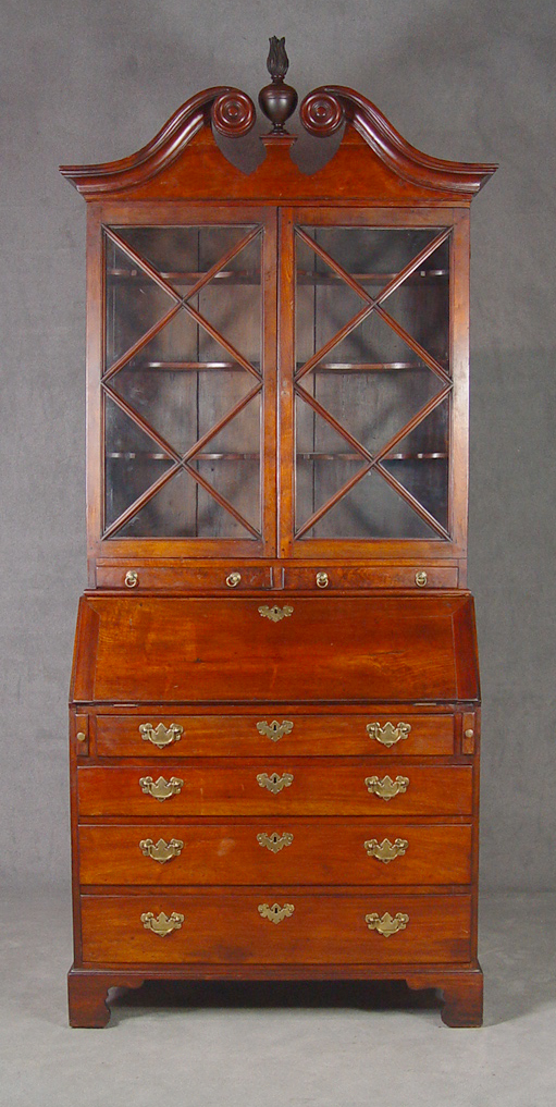 Appraisal: American Chippendale Secretary Desk th century Poplar secondary Arch top