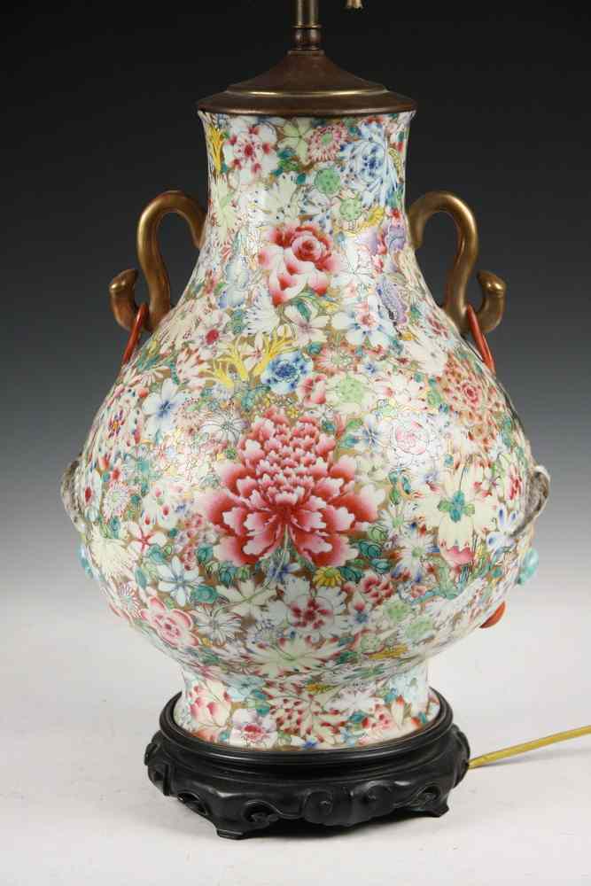 Appraisal: ORIENTAL VASE LAMP - Table Lamp made up from a