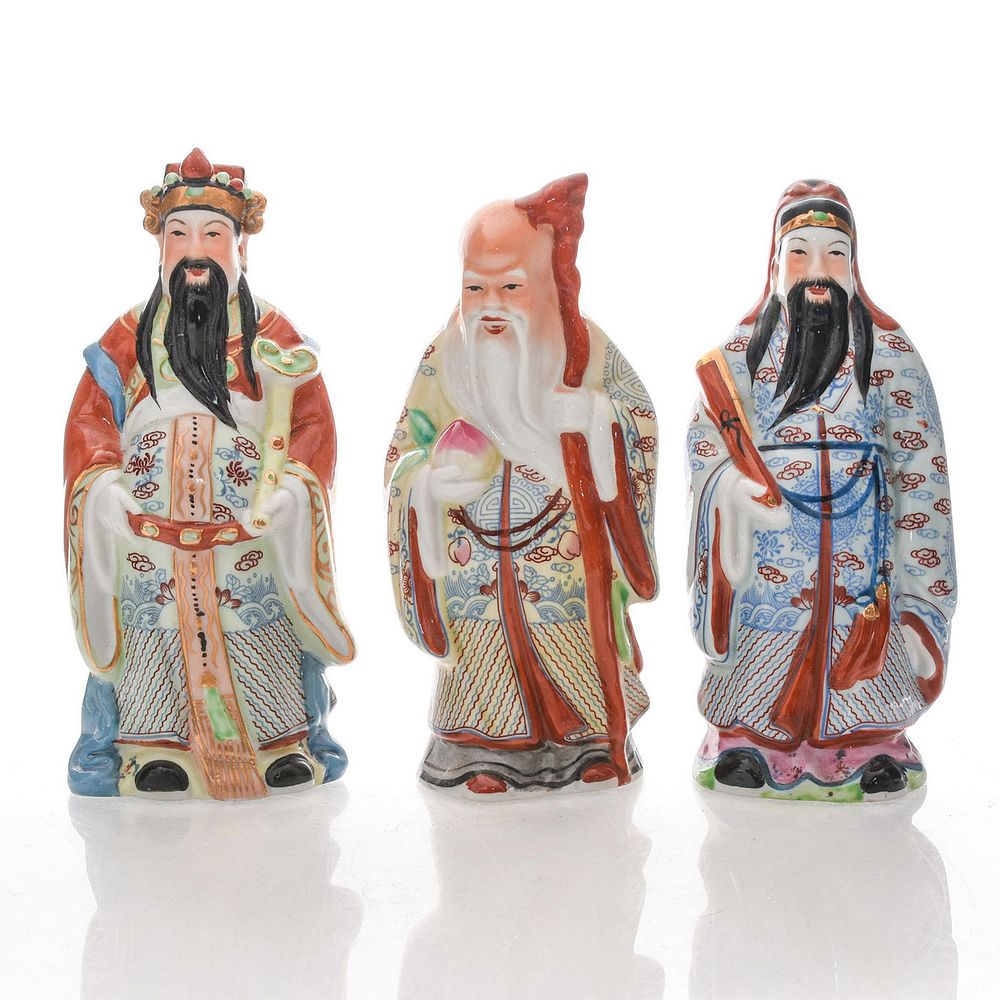 Appraisal: CHINESE CERAMIC FIGURINES SANXING DEITIES Three stars gods Fu Lu