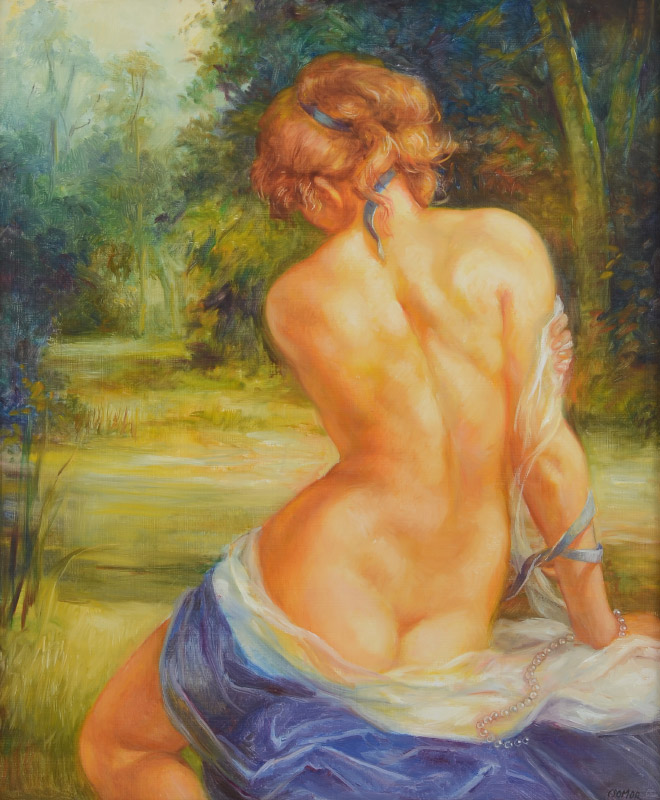 Appraisal: CSOMOR Katalin Hungarian th C Female Redhead Nude in a