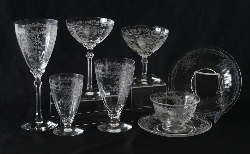 Appraisal: FOSTORIA ''JUNE'' ELEGANT ETCHED GLASSWARE Ca - Approx pieces to