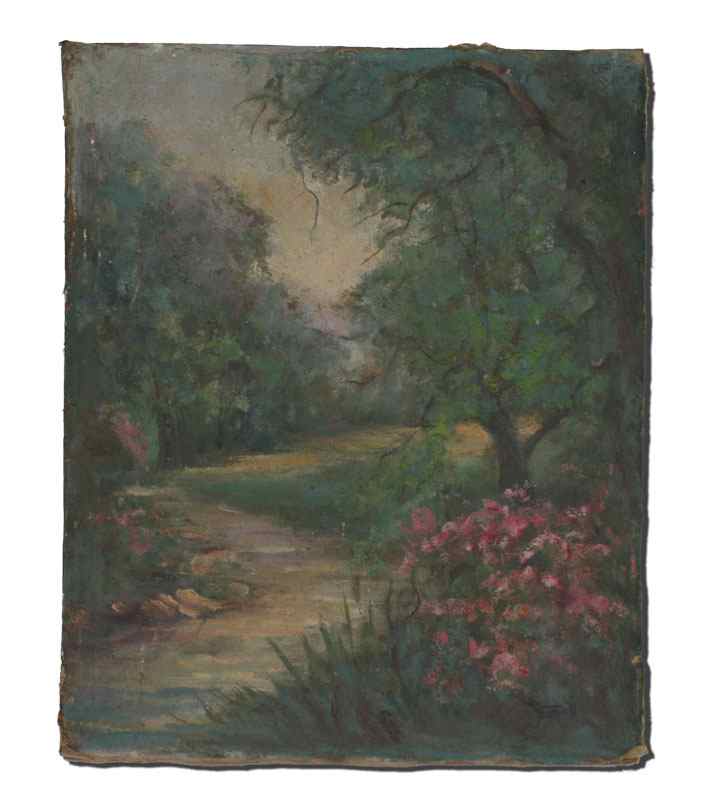 Appraisal: STOCKWELL Catherine American - ''Flower Path'' Oil Canvas mounted to