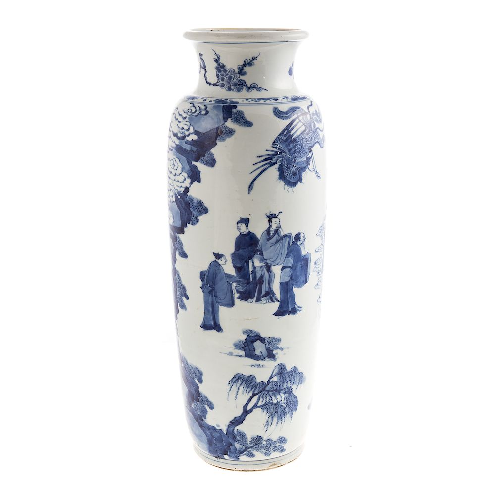 Appraisal: Chinese Blue White Porcelain Vase th century with sages and