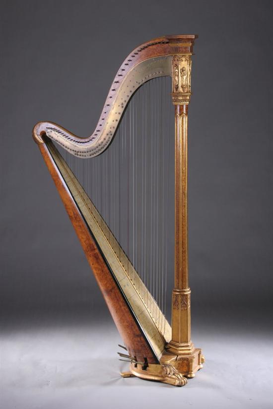 Appraisal: BROWNE CO GOTHIC HARP NEW YORK th century Fluted front