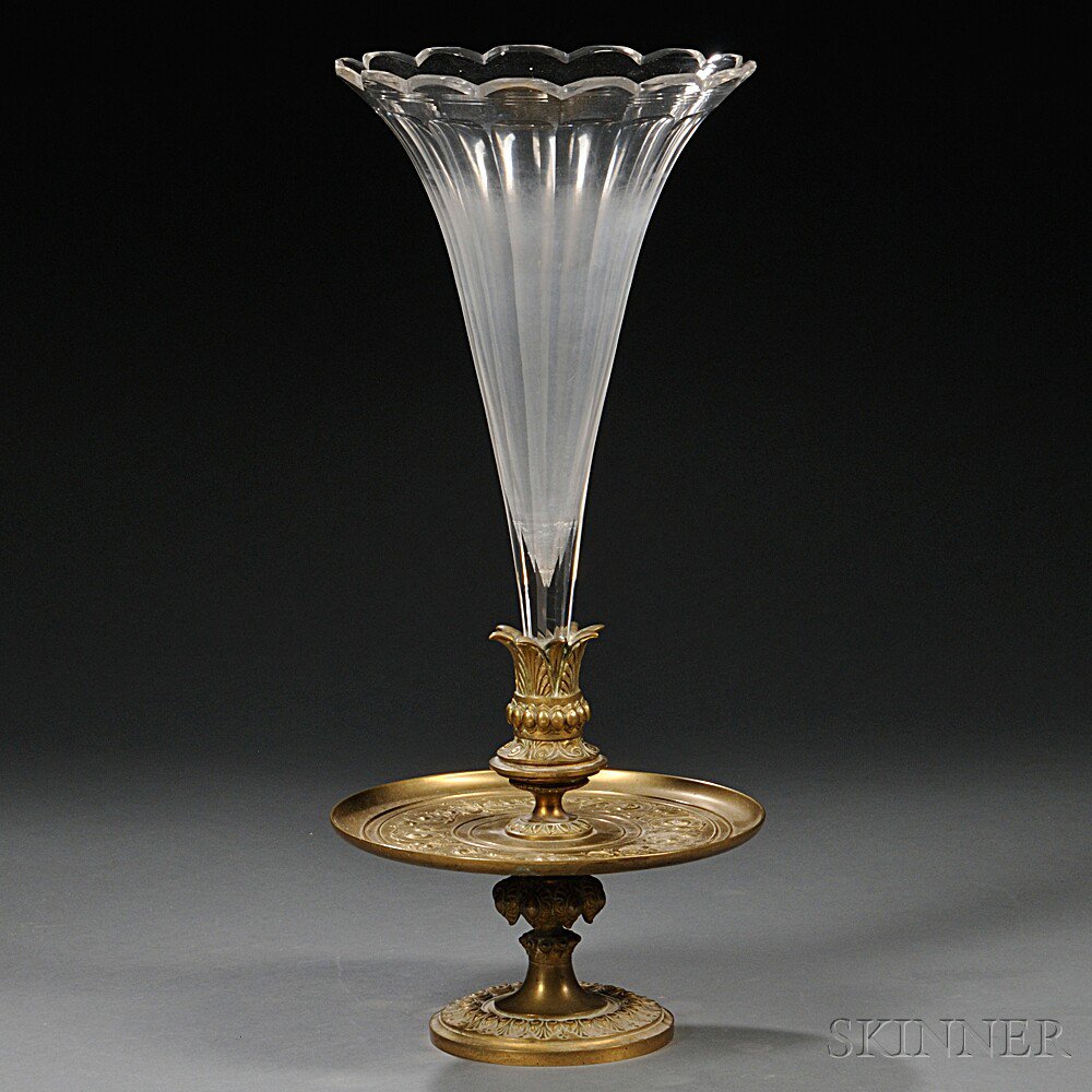 Appraisal: Bronze and Glass Epergne probably France late th century the