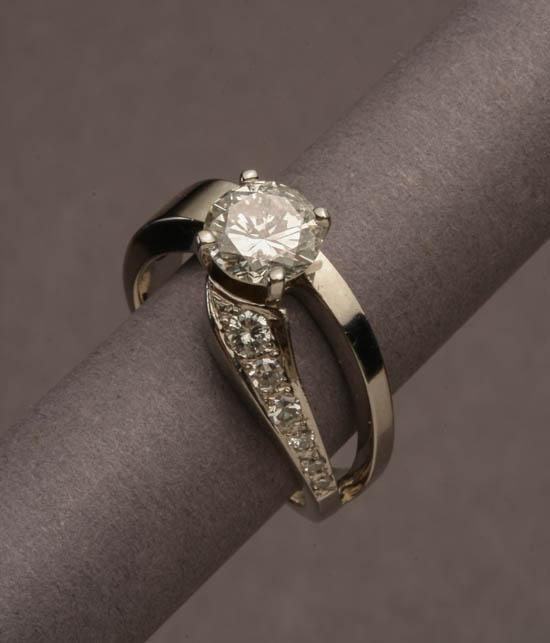 Appraisal: Lot Property of Various Owners -Karat White-Gold Solitaire Diamond Ring