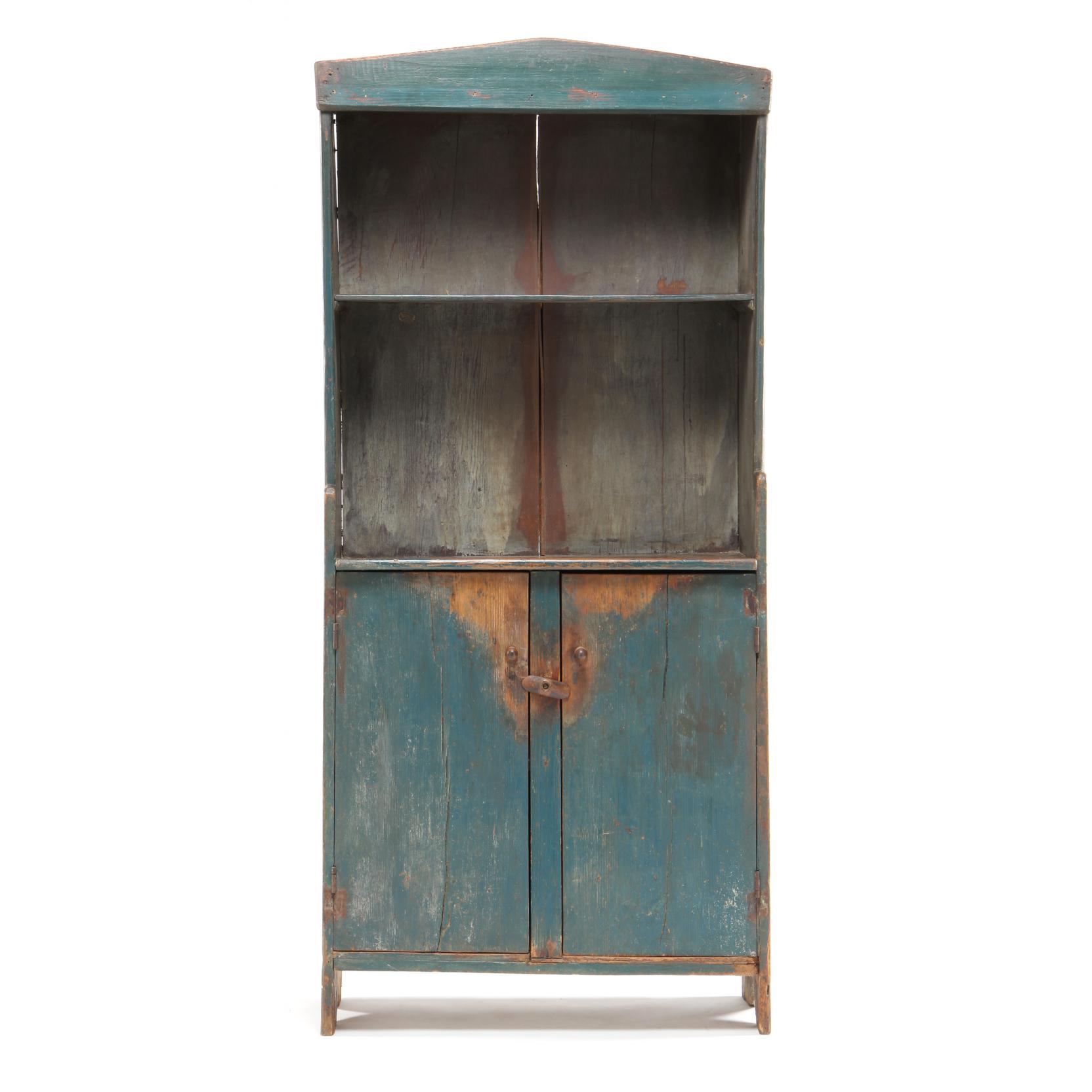 Appraisal: Southern Painted Flat Wall Cupboard early th century probably North