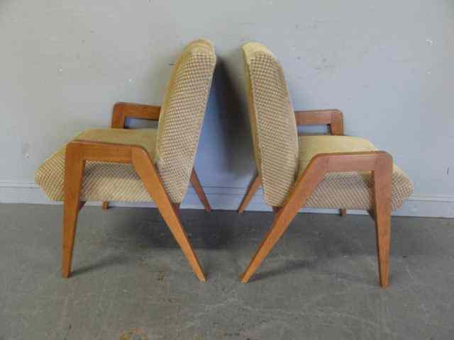 Appraisal: Pair of French Forties Upholstered Arm Chairs Nice lines and