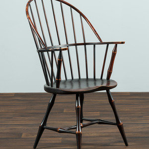 Appraisal: A David T Smith Black Painted Sack-Back Windsor Armchair Morrow