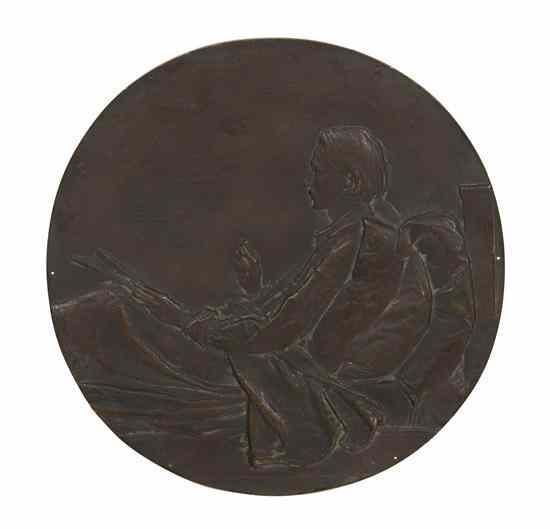 Appraisal: Augustus Saint-Gaudens American - Robert Louis Stevenson bronze Diameter inches