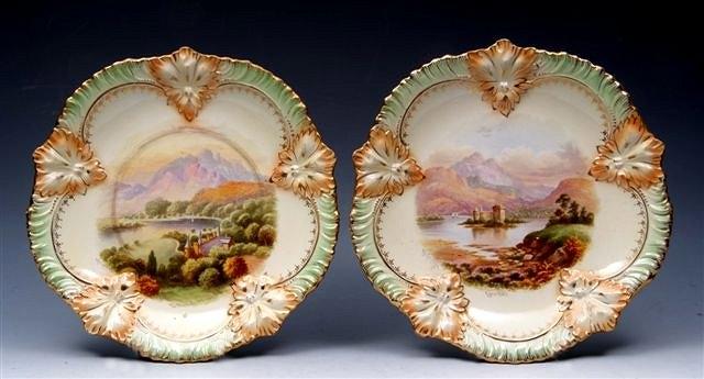 Appraisal: A PAIR OF CABINET PLATES depicting 'Loch Awe' and 'The