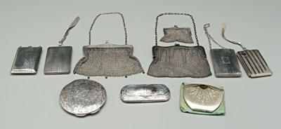 Appraisal: Ten silver cases purses four sterling rectangular purses round compact