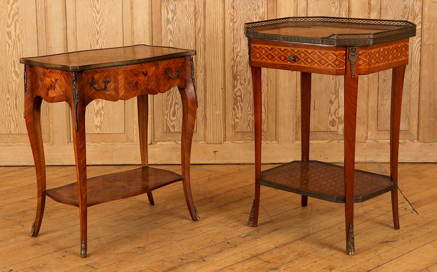 Appraisal: TWO FRENCH INLAID END TABLE CIRCA A lot of two