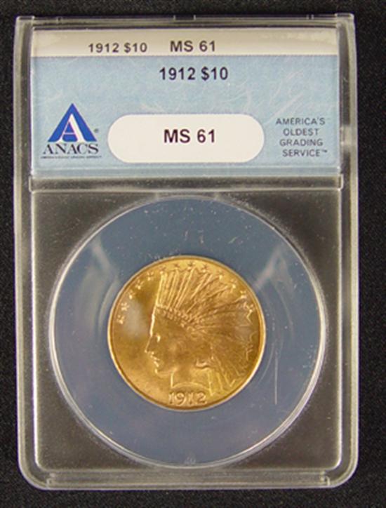 Appraisal: Indian Gold Coin ANACS certified and graded MS