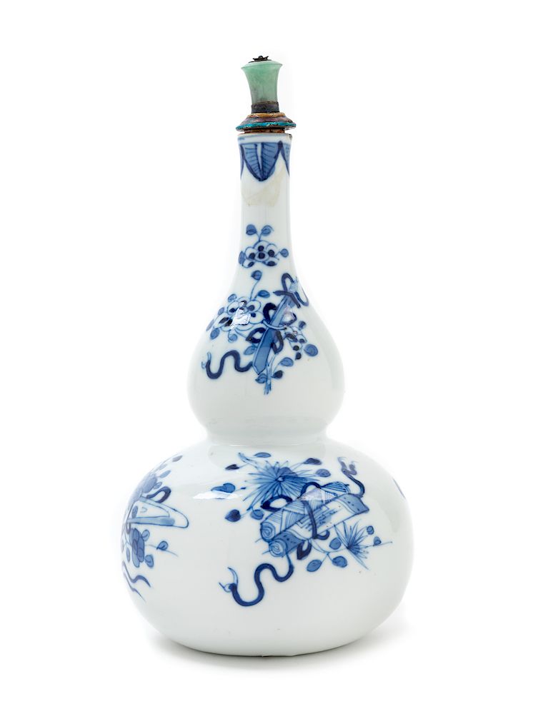 Appraisal: A Chinese Blue and White Porcelain Gourd-Form Vase Height in