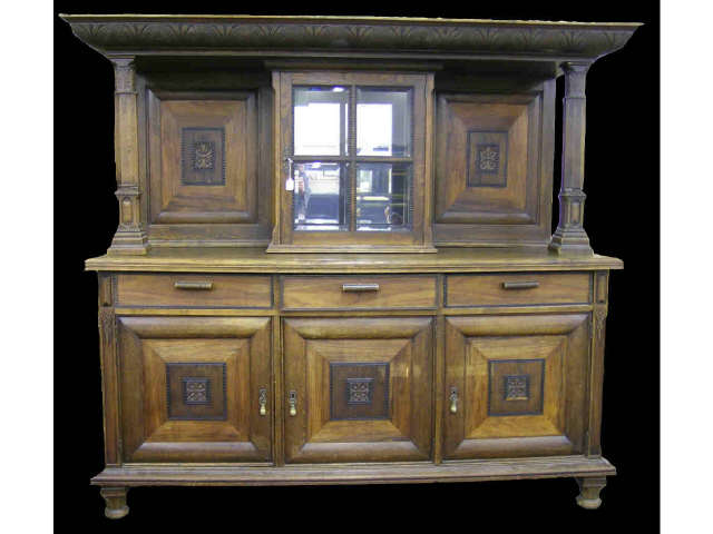 Appraisal: Predominately Oak Arts amp Crafts style sideboard with carved columns