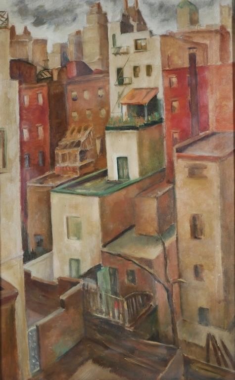 Appraisal: MANHATTAN ROOFTOPS OIL ON CANVAS EARLY THAn unsigned early th