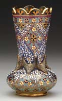 Appraisal: MOSER ENAMELED VASE Allover enamel decoration of flowers and leaves