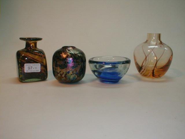 Appraisal: Four studio glass items